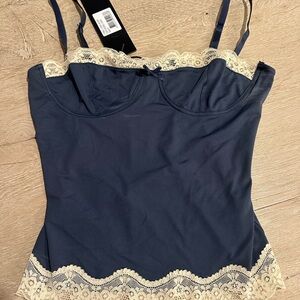 Lioness Navy Camisole with Cream Lace NWT